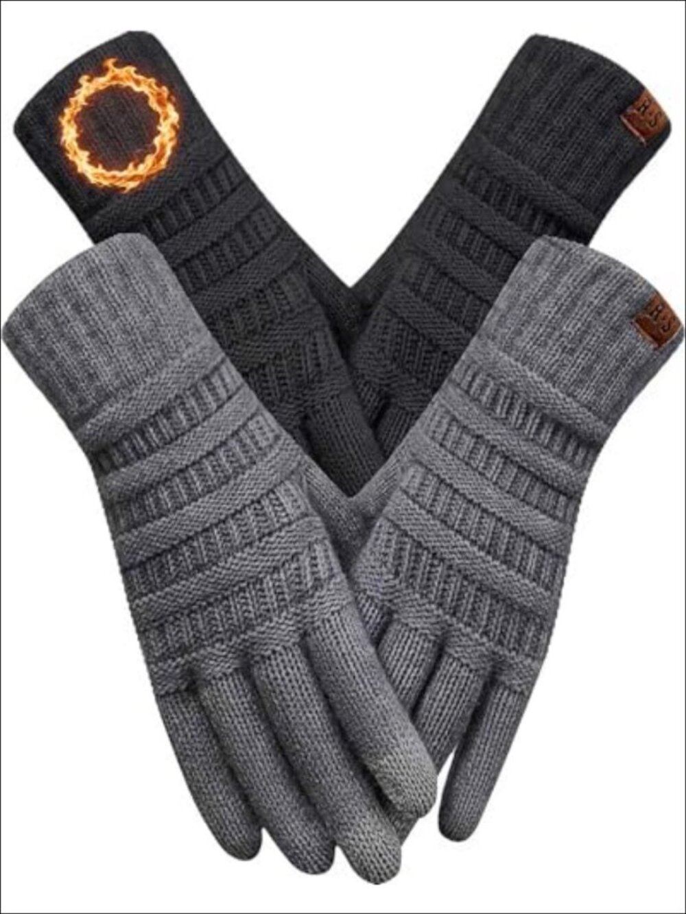 2 Pairs Women's Winter Gloves Touch Screen Warm Knit Thermal Cold Weather
